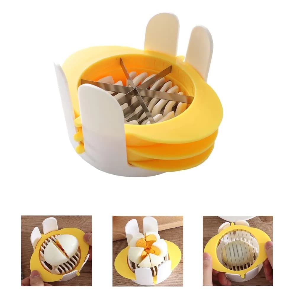 Jawbush 3-in-1 Egg Slicer with Metal Blades, Strawberry & Fruit Slicer (10.3 cm x 9.8 cm x 7.1 cm) — Upgraded Egg Slicer With Blades