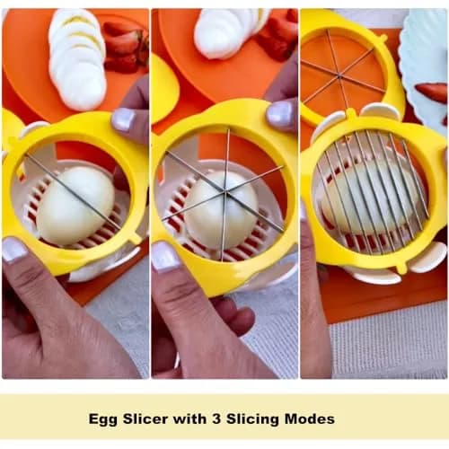 Jawbush 3-in-1 Egg Slicer with Metal Blades, Strawberry & Fruit Slicer (10.3 cm x 9.8 cm x 7.1 cm) thumbnail 2