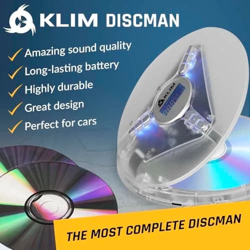 KLIM Discman Portable CD Player with Headphones, Built-in Battery, Clear White | Anti-Skip Protection, 5 EQ Effects, USB-C Rechargeable thumbnail 2