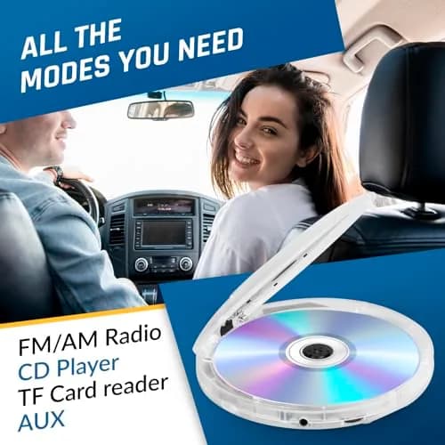 KLIM Discman Portable CD Player with Headphones, Built-in Battery, Clear White | Anti-Skip Protection, 5 EQ Effects, USB-C Rechargeable thumbnail 3
