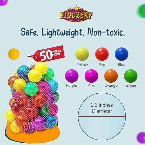 Kiddey Pop Up Ball Pit Play Tent with 50 Balls | 142cm x 127cm x 76cm | Safe Indoor Outdoor Fun thumbnail 5