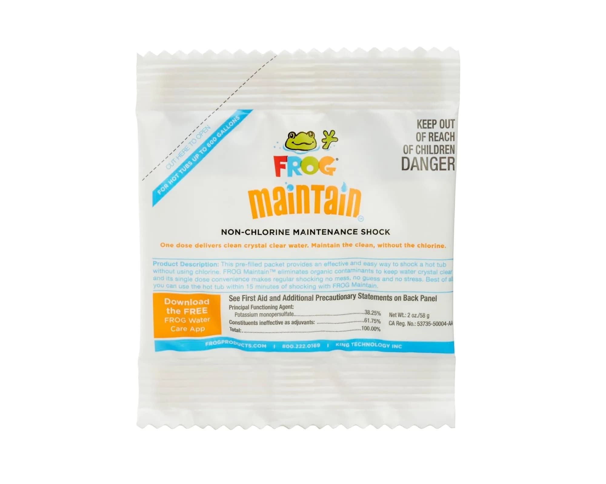 FROG Maintain Non-Chlorine Hot Tub Shock 1 Pack | Crystal Clear Water, Hassle-Free (70-120 chars)