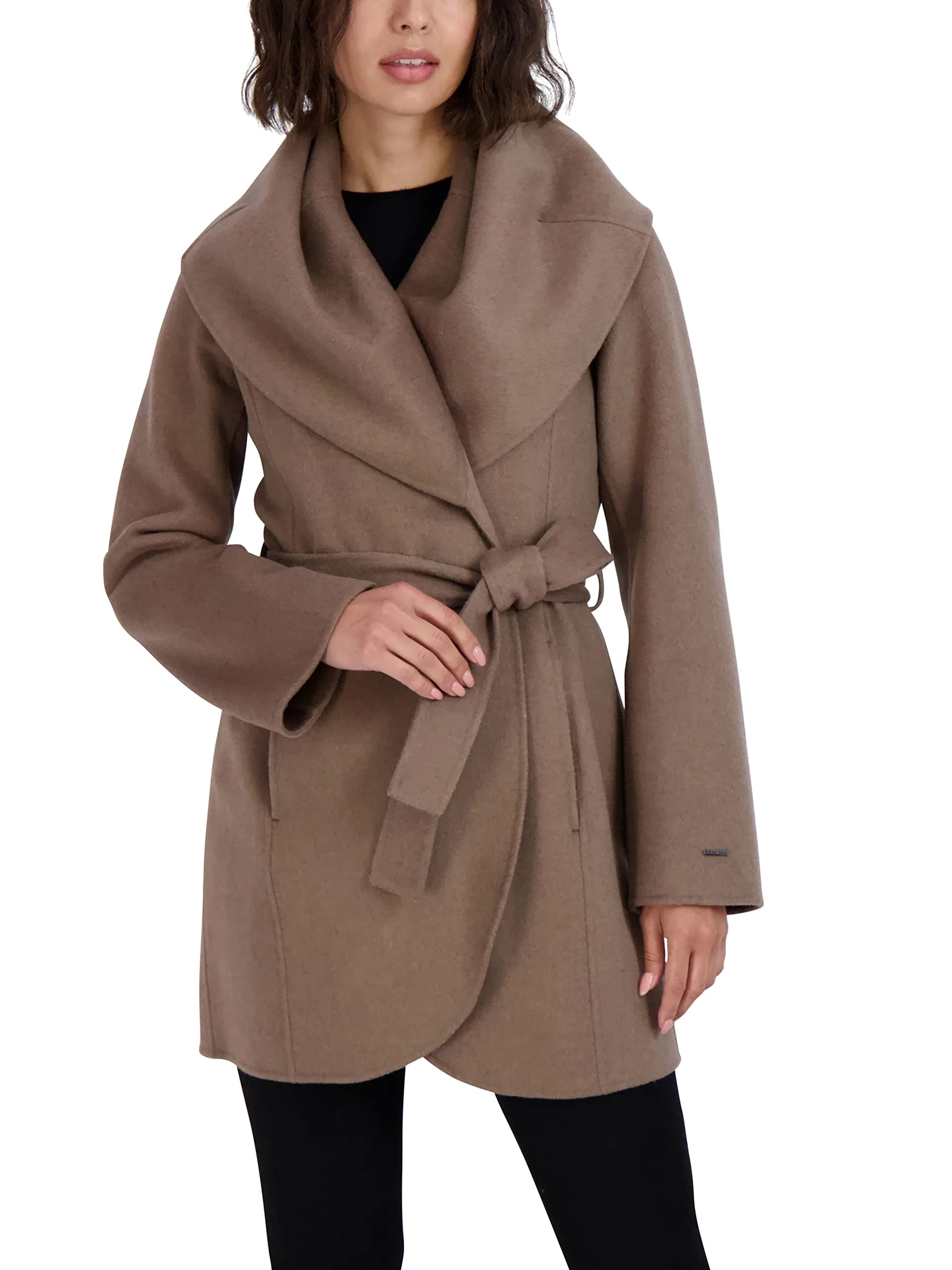 TAHARI Women's Marilyn Wool Blend Peacoat Large | Feminine, Lightweight & Versatile — Mink / Medium
