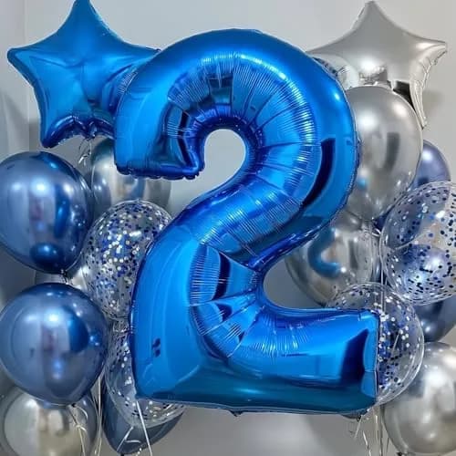 Lingqiang Blue Number 2 Foil Balloon 40 Inch | Reusable Mylar Party Decoration thumbnail 4