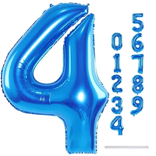Lingqiang Blue Number 4 Foil Balloon 40 Inch | Reusable Party Decoration thumbnail 3