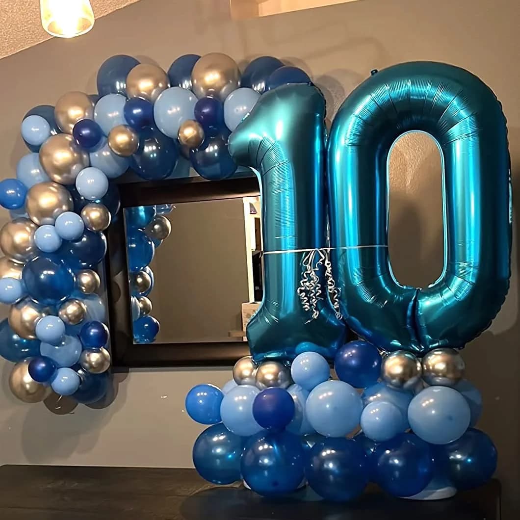 Lingqiang Blue Number 1 Balloon 40 inch | Giant Self-Inflating Foil Balloon for Parties - view 3