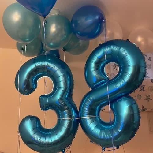 Lingqiang Blue Number 8 Foil Balloon 40 inch | Giant Self-Inflating Helium Balloon for Parties thumbnail 5