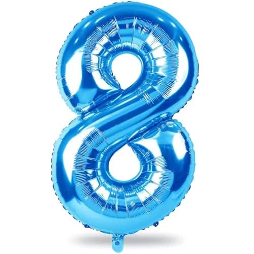 Lingqiang Blue Number 8 Foil Balloon 40 inch | Giant Self-Inflating Helium Balloon for Parties thumbnail 1