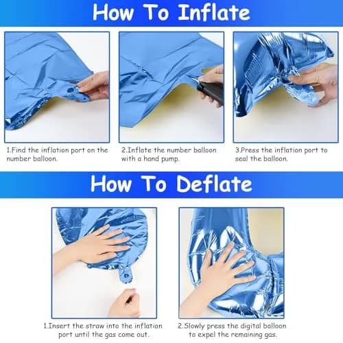 Lingqiang Blue Number 8 Foil Balloon 40 inch | Giant Self-Inflating Helium Balloon for Parties thumbnail 7