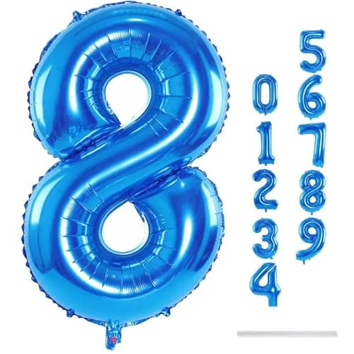Lingqiang Blue Number 8 Foil Balloon 40 inch | Giant Self-Inflating Helium Balloon for Parties thumbnail 9