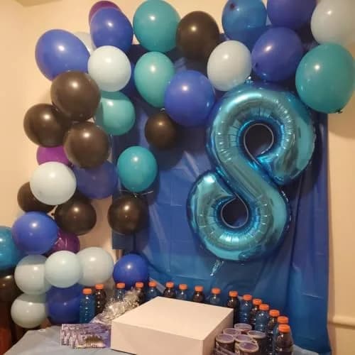 Lingqiang Blue Number 8 Foil Balloon 40 inch | Giant Self-Inflating Helium Balloon for Parties thumbnail 3