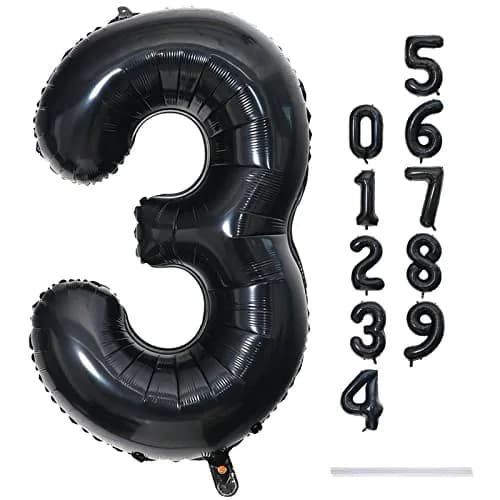 Lingqiang Black Number 3 Balloon 40 inch | Reusable Foil Party Decoration thumbnail 9
