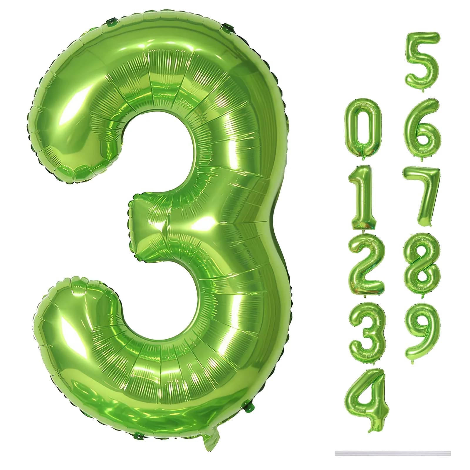 Lingqiang Green Number 3 Balloon 40 Inch | Reusable Foil Mylar Party Decoration - main product image