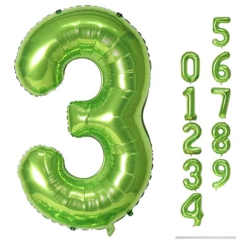 Lingqiang Green Number 3 Balloon 40 Inch | Reusable Foil Mylar Party Decoration thumbnail 1