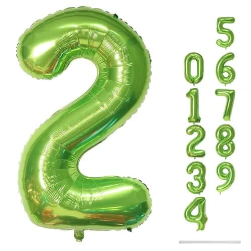 Lingqiang 40 Inch Giant Green Number 2 Foil Balloon | Reusable Helium Mylar Digit for Parties thumbnail 1