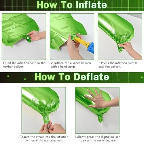 Lingqiang 40 Inch Giant Green Number 2 Foil Balloon | Reusable Helium Mylar Digit for Parties thumbnail 7