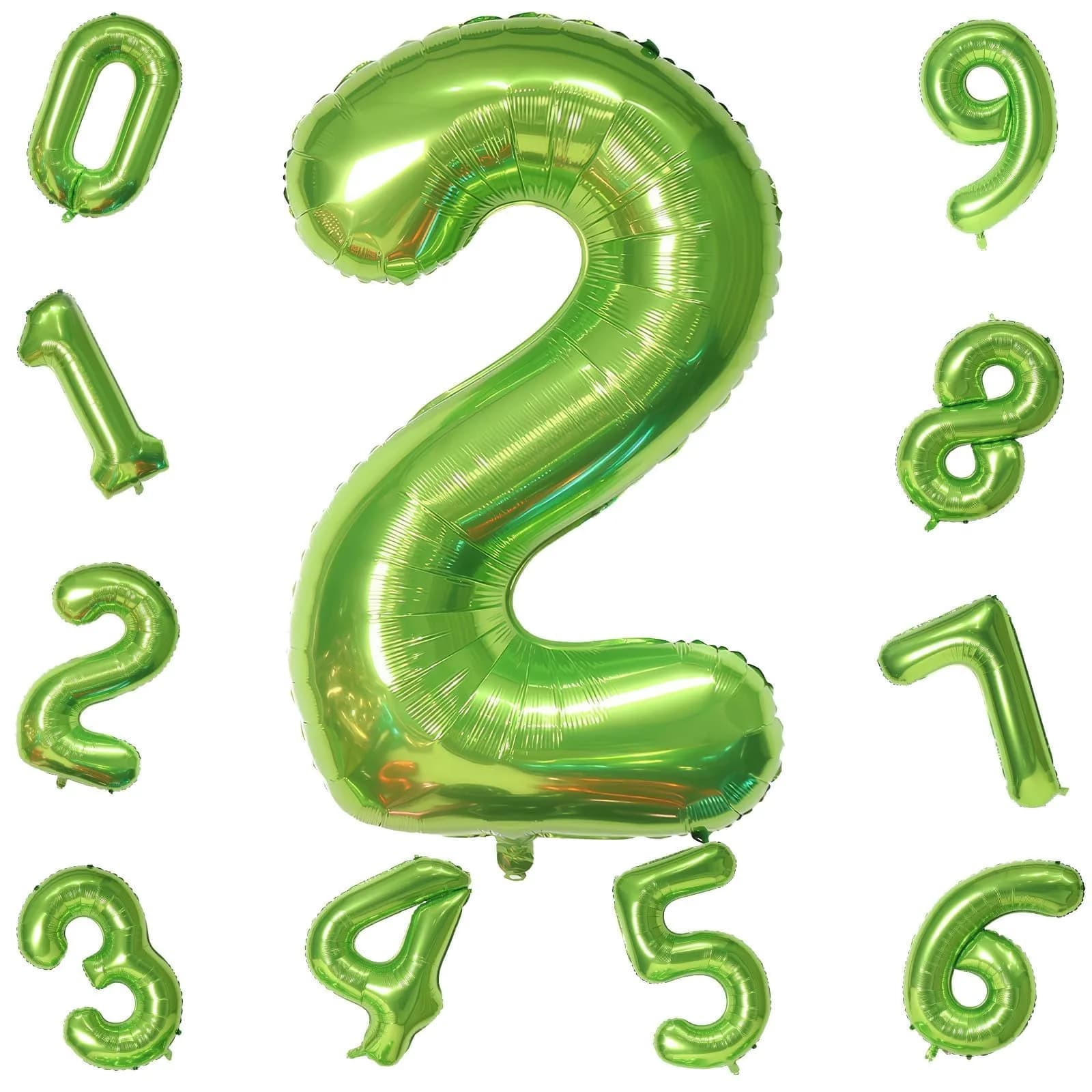 Lingqiang 40 Inch Giant Green Number 2 Foil Balloon | Reusable Helium Mylar Digit for Parties - view 9