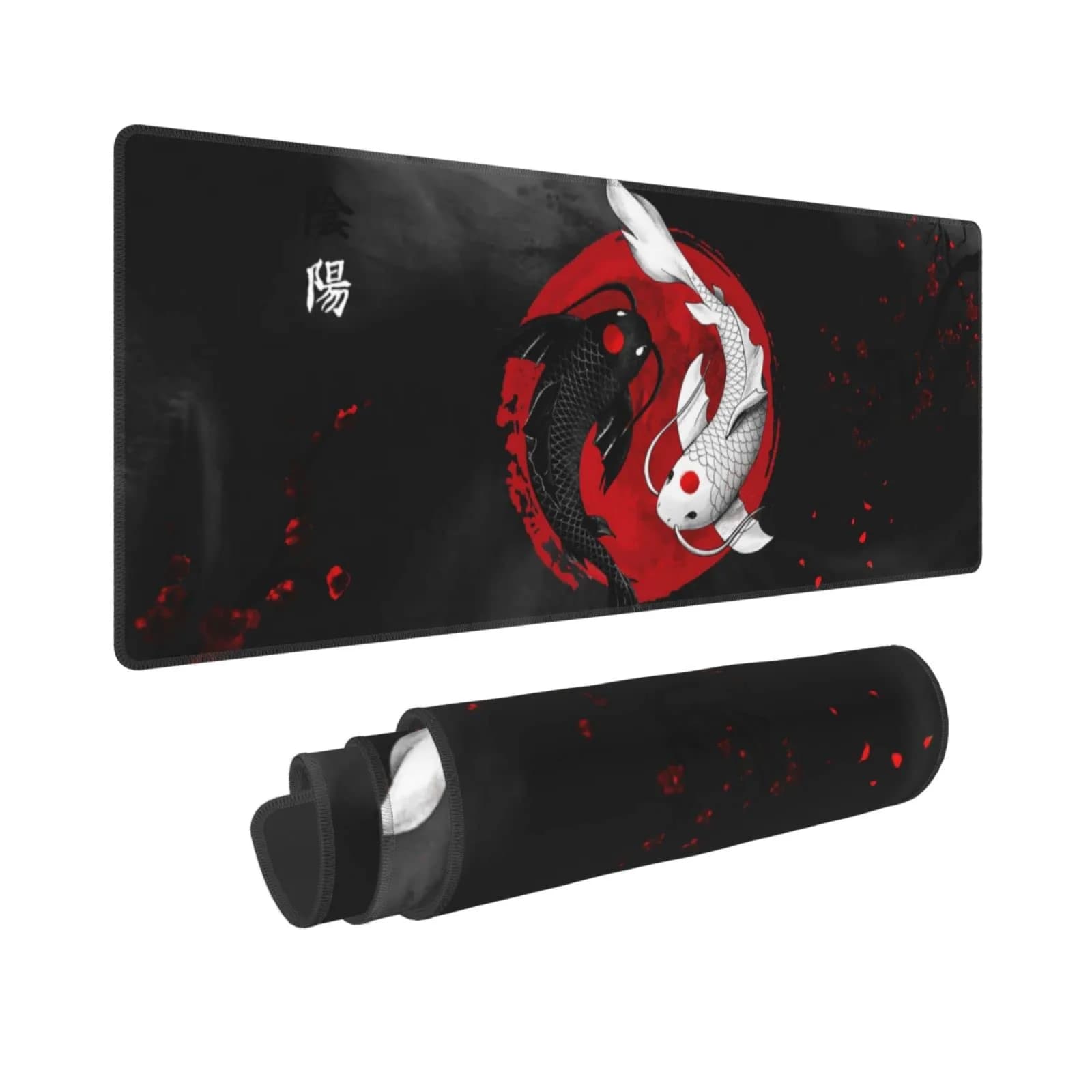Gianlaima Japanese Koi Mouse Pad XL Extended Desk Mat | Large 80x30cm, Waterproof, Non-Slip Rubber Base