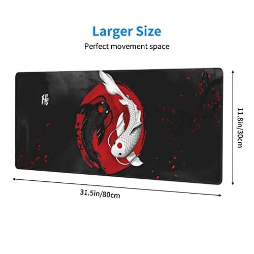 Gianlaima Japanese Koi Mouse Pad XL Extended Desk Mat | Large 80x30cm, Waterproof, Non-Slip Rubber Base thumbnail 5