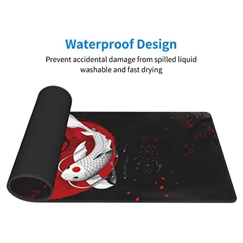 Gianlaima Japanese Koi Mouse Pad XL Extended Desk Mat | Large 80x30cm, Waterproof, Non-Slip Rubber Base thumbnail 6