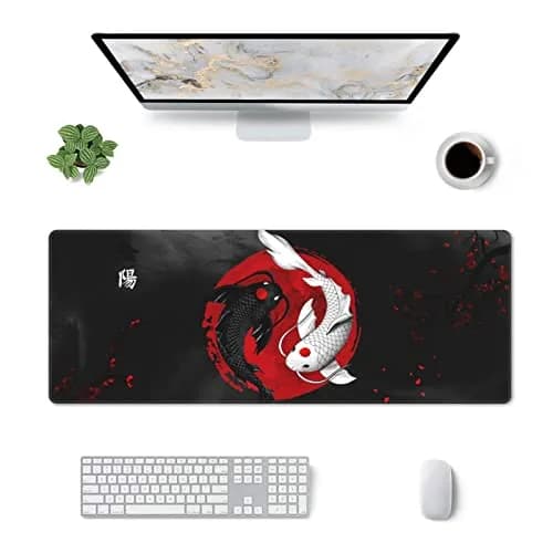 Gianlaima Japanese Koi Mouse Pad XL Extended Desk Mat | Large 80x30cm, Waterproof, Non-Slip Rubber Base thumbnail 2