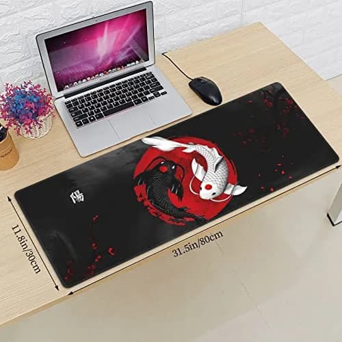 Gianlaima Japanese Koi Mouse Pad XL Extended Desk Mat | Large 80x30cm, Waterproof, Non-Slip Rubber Base thumbnail 3