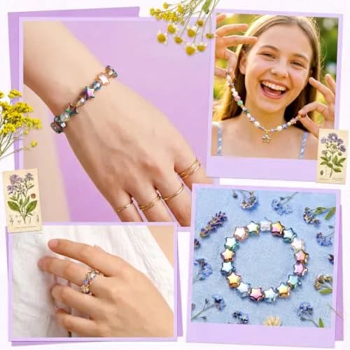 X Hot Popcorn Star Beads, 8mm Glass Star Beads, Electroplated, 200 pcs | Jewelry Craft Supplies thumbnail 5