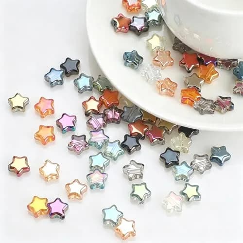 X Hot Popcorn Star Beads, 8mm Glass Star Beads, Electroplated, 200 pcs | Jewelry Craft Supplies thumbnail 3