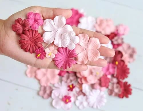 RATREE 888 Mulberry Paper Flowers 100 PCS | Handmade Wedding Embellishments thumbnail 2