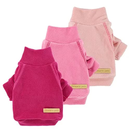 Fitwarm Large Pink 3 Pack Pet Sweater | Classic Fleece Turtleneck for Small Dogs & Cats thumbnail 1