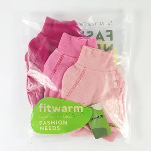 Fitwarm Large Pink 3 Pack Pet Sweater | Classic Fleece Turtleneck for Small Dogs & Cats thumbnail 9