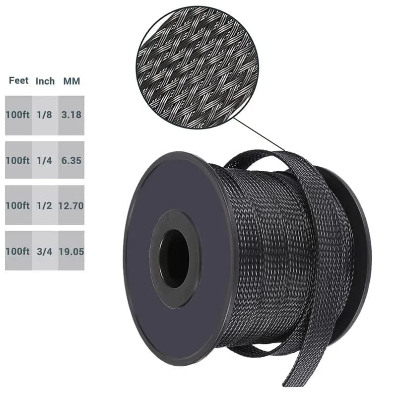 Gandenyan PET Expandable Braided Wire Loom 100ft-1/4Inch | Mesh Cable Management for Home & Office thumbnail 6