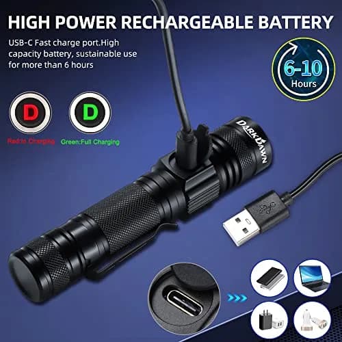 DARKDAWN UV 365nm Light Flashlight | USB Rechargeable Blacklight for Detection & Verification thumbnail 4