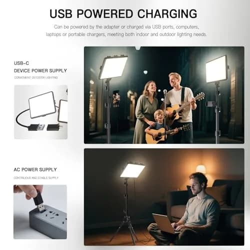 NiceVeedi LED Video Light Kit 2-Pack 15W (25.5cm x 19.8cm) | CRI 97+ Dimmable Studio Lighting with Tripod Stands thumbnail 5