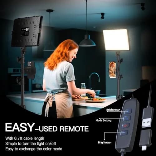 NiceVeedi LED Video Light Kit 2-Pack 15W (25.5cm x 19.8cm) | CRI 97+ Dimmable Studio Lighting with Tripod Stands thumbnail 6