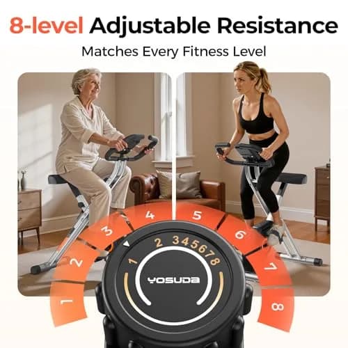 YOSUDA Exercise Bike 2-in-1 Folding Magnetic X-Bike | 8 Resistance Levels for Home Gym thumbnail 6