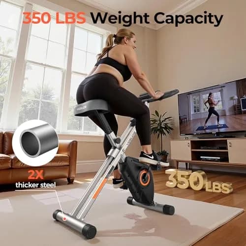 YOSUDA Exercise Bike 2-in-1 Folding Magnetic X-Bike | 8 Resistance Levels for Home Gym thumbnail 2