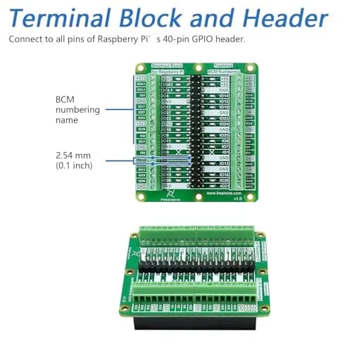 Freenove Breakout Board for Raspberry Pi 5 4B 3B+ Zero 2 W HAT | GPIO Status LEDs & Terminal Block thumbnail 5