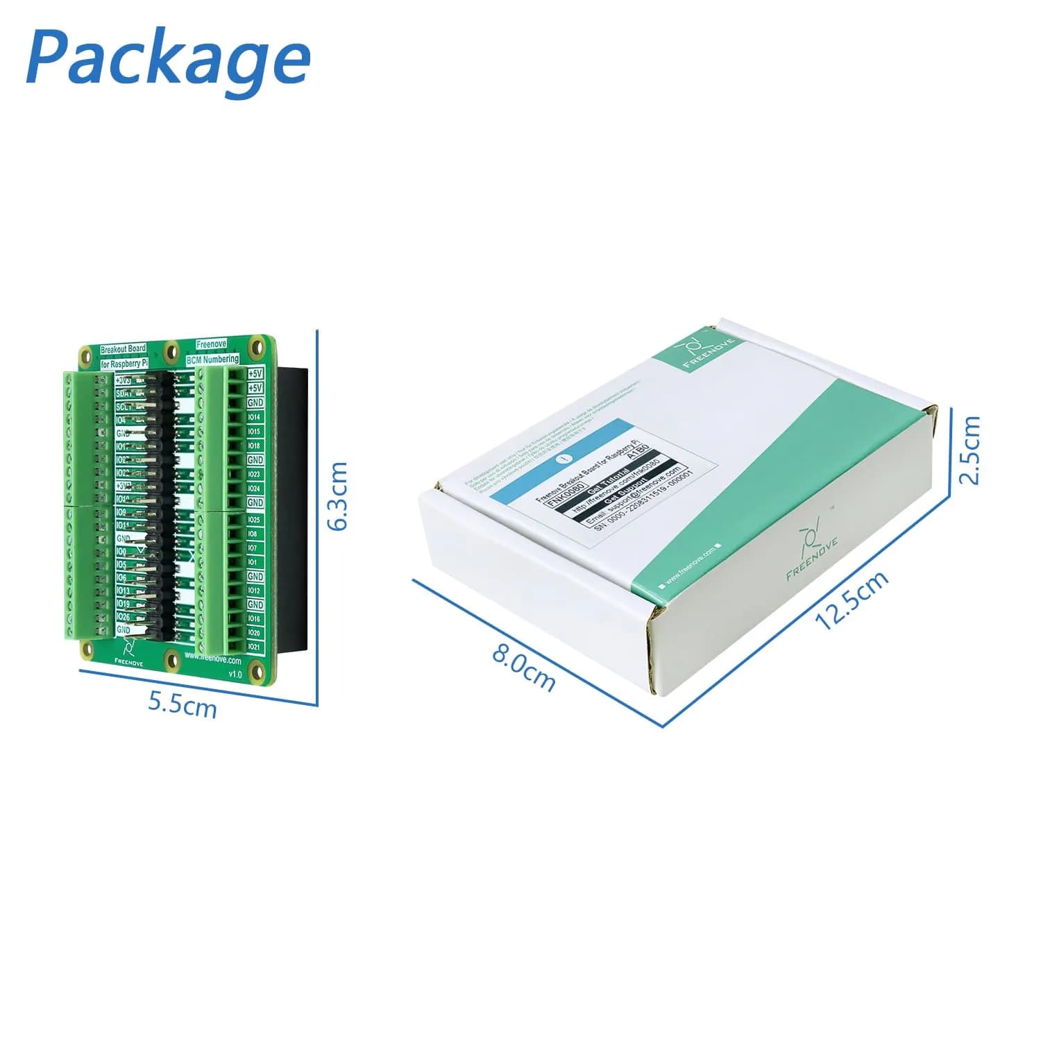Freenove Breakout Board for Raspberry Pi 5 4B 3B+ Zero 2 W HAT | GPIO Status LEDs & Terminal Block - view 7