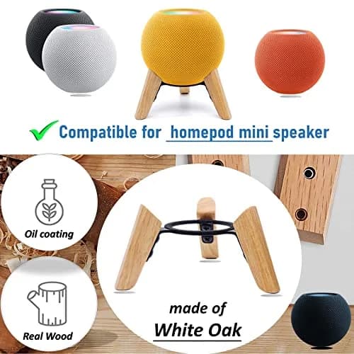 Counlisha Real Wood Stand for Homepod mini | Stylish Desktop Bracket in White Oak thumbnail 4