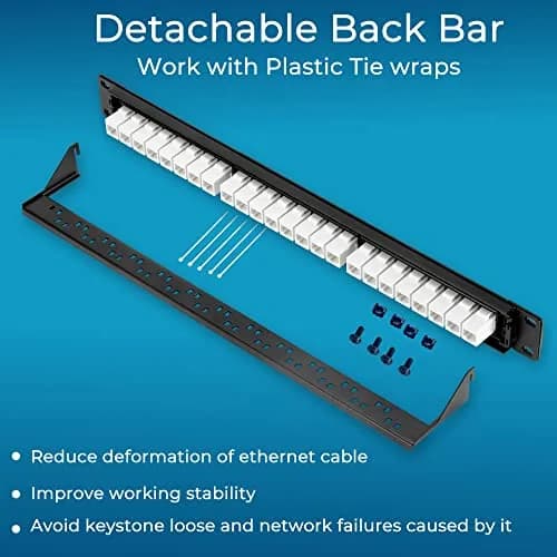 Rapink 24-Port Cat6 Patch Panel with 10Gbps Keystone Couplers | Toolless Termination for Cat6, Cat5e, Cat5 Cabling thumbnail 6
