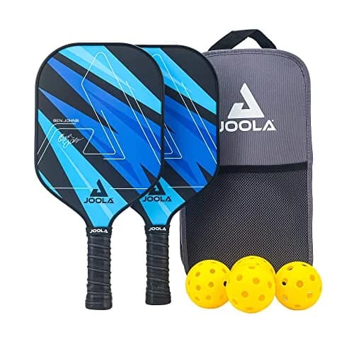 JOOLA Ben Johns Blue Lightning Pickleball Set with 2 Paddles, 4 Balls, and Bag | USAPA Approved Fiberglass & Honeycomb Core thumbnail 1