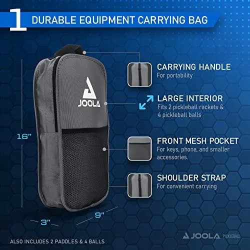 JOOLA Ben Johns Blue Lightning Pickleball Set with 2 Paddles, 4 Balls, and Bag | USAPA Approved Fiberglass & Honeycomb Core thumbnail 3