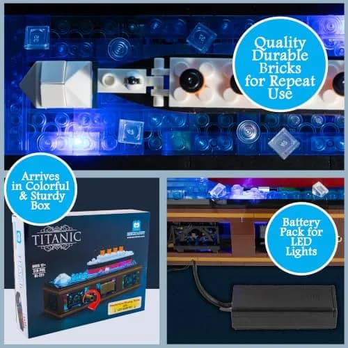 Brick Loot Titanic Iceberg Model Kit with LED Lights, 319-Piece Building Set 19.05cm (7.5" L) x 5.08cm (2" W) x 10.16cm (4" H) | STEM Learning Fun thumbnail 2