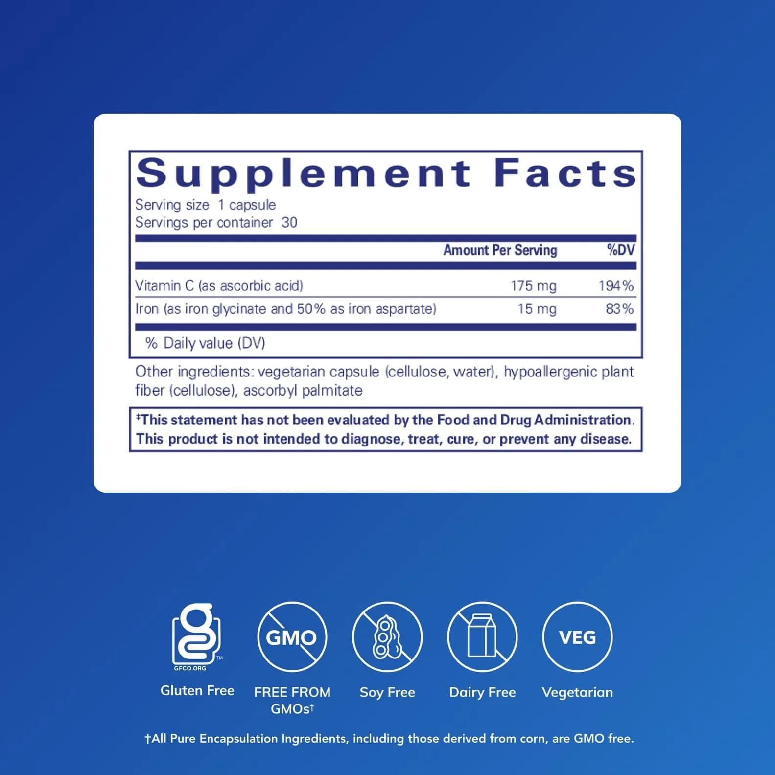 Pure Encapsulations Iron-C Capsules 30 Count (Pack of 1) | Supports Red Blood Cell Production & Muscle Function with Enhanced Iron Absorption - view 2