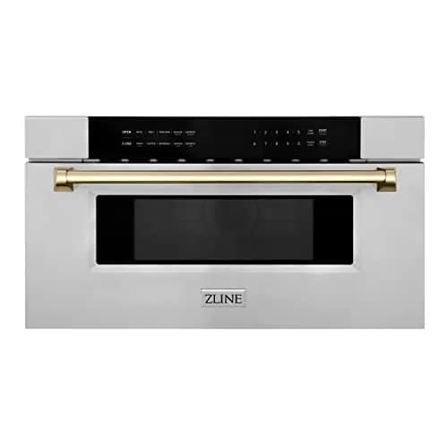ZLINE Autograph Edition 30" 1.2 cu. ft. Built-In Microwave Drawer in Stainless Steel with Gold Accents | Space-Saving, Elegant Design thumbnail 1