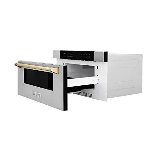 ZLINE Autograph Edition 30" 1.2 cu. ft. Built-In Microwave Drawer in Stainless Steel with Gold Accents | Space-Saving, Elegant Design thumbnail 7