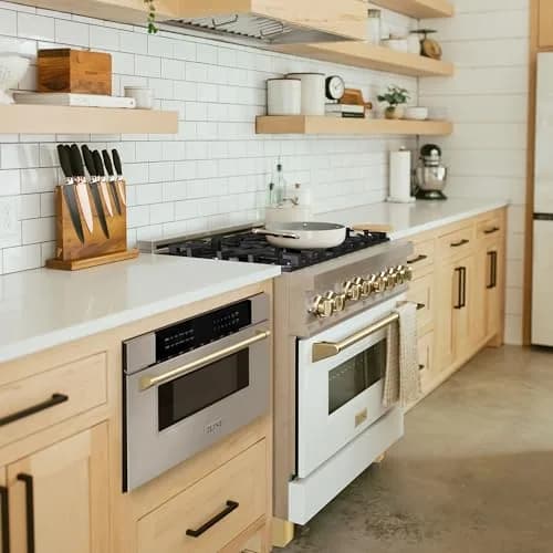 ZLINE Autograph Edition 30" 1.2 cu. ft. Built-In Microwave Drawer in Stainless Steel with Gold Accents | Space-Saving, Elegant Design thumbnail 2