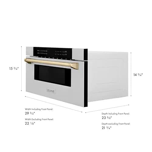 ZLINE Autograph Edition 30" 1.2 cu. ft. Built-In Microwave Drawer in Stainless Steel with Gold Accents | Space-Saving, Elegant Design thumbnail 3