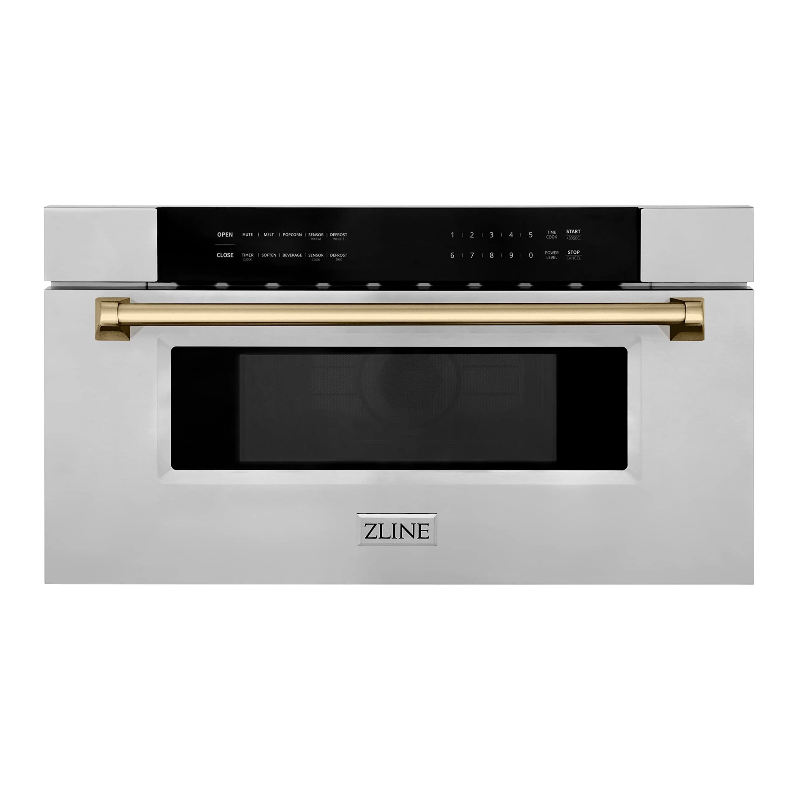 ZLINE Autograph Edition 30" 1.2 cu. ft. Built-In Microwave Drawer in Stainless Steel with Champagne Bronze Accents | Space-Saving, Elegant Design - main product image